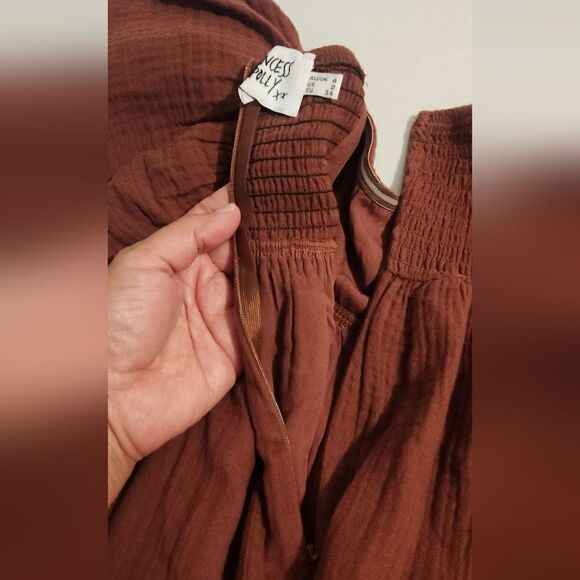 Princess Polly Lorna Gauze Romper Brown Size 2 - Picture 5 of 14